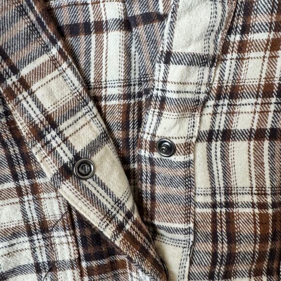 Altard State Flannel Shirt Womens Small Oversized Plaid Boho Western Raw Hem - Picture 4 of 12
